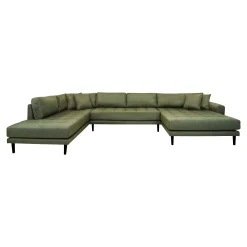 House Nordic Lido U-Sofa Open End - Oliv mit 4 Kissen