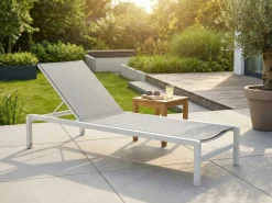 Gescova Liegestuhl Dolce - Aluminium mattweiß, Textilene grau