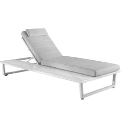 Gescova Liegestuhl Granada Aluminium Olefin - weiß/grau - 195x60x38cm
