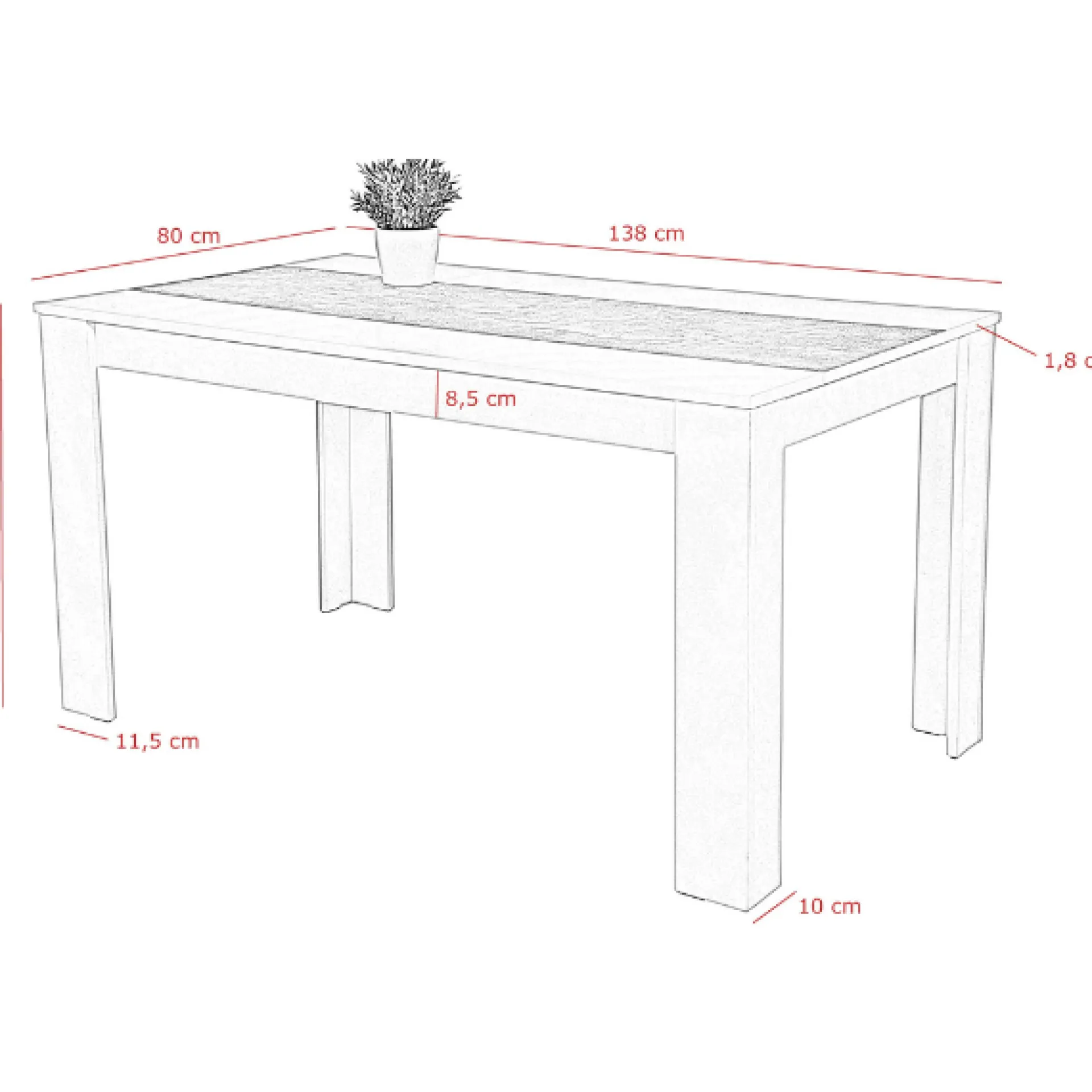 Hela Lillie Esstisch 140x80 cm-/Beton
