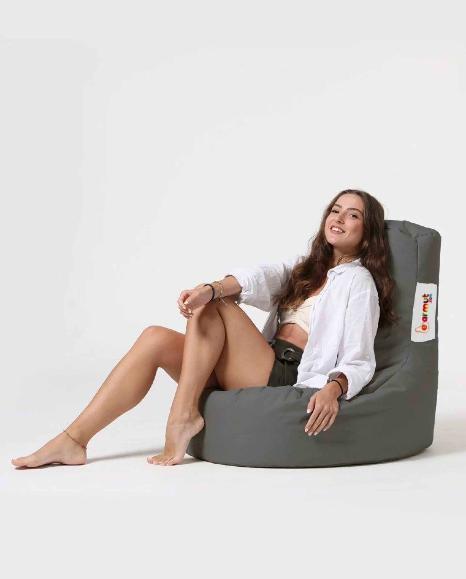 Emob Lina Garten-Sitzsack | Wasserdichter Polyesterstoff | Dunkel