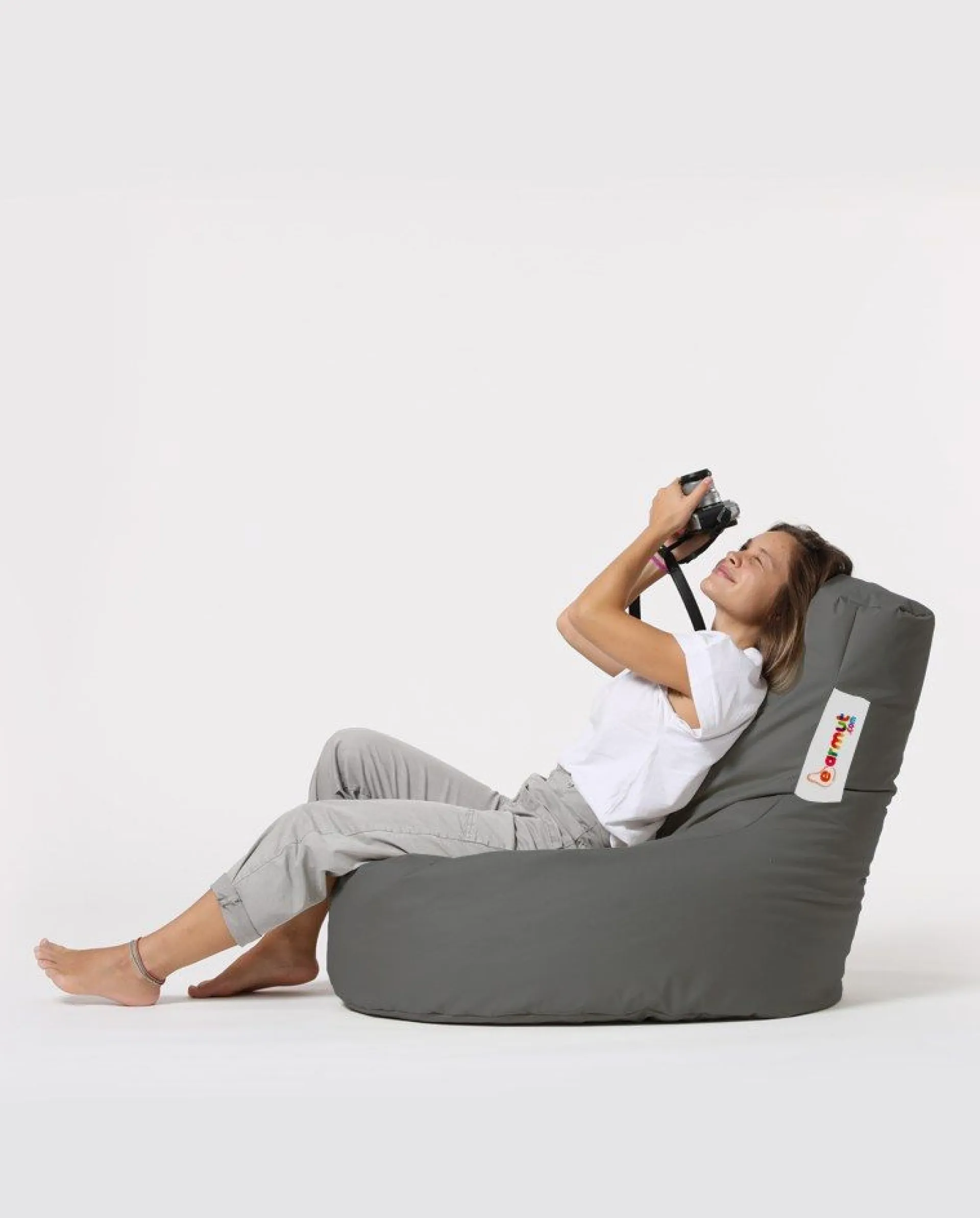 Emob Lina Garten-Sitzsack | Wasserdichter Polyesterstoff | Dunkel