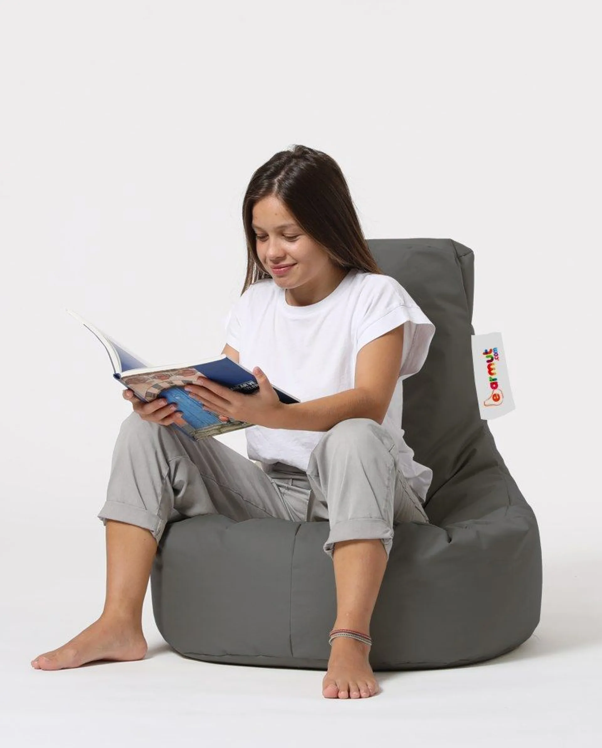 Emob Lina Garten-Sitzsack | Wasserdichter Polyesterstoff | Dunkel