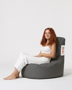 Emob Lina Garten-Sitzsack | Wasserdichter Polyesterstoff | Dunkel