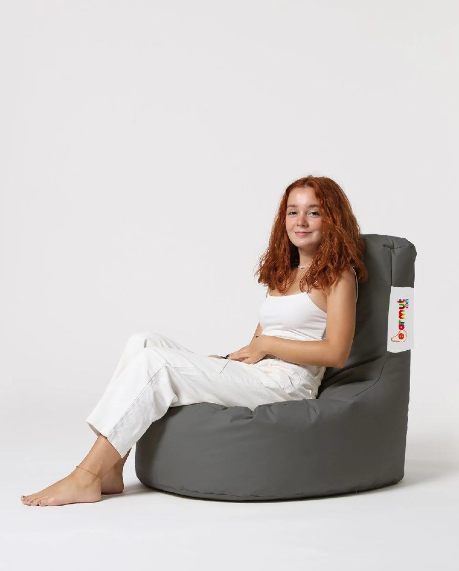 Emob Lina Garten-Sitzsack | Wasserdichter Polyesterstoff | Dunkel