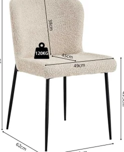 Rousseau Lisa Bouclé Stuhl - Metallbeine, H 85 x B-L 50 x T-P 62 cm