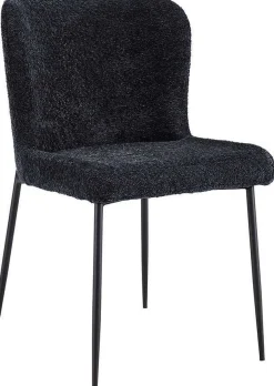 Rousseau Lisa Bouclé Dunkelgrauer Stuhl - Metallbeine, H 85 x B-L 50 x T-P 62 cm
