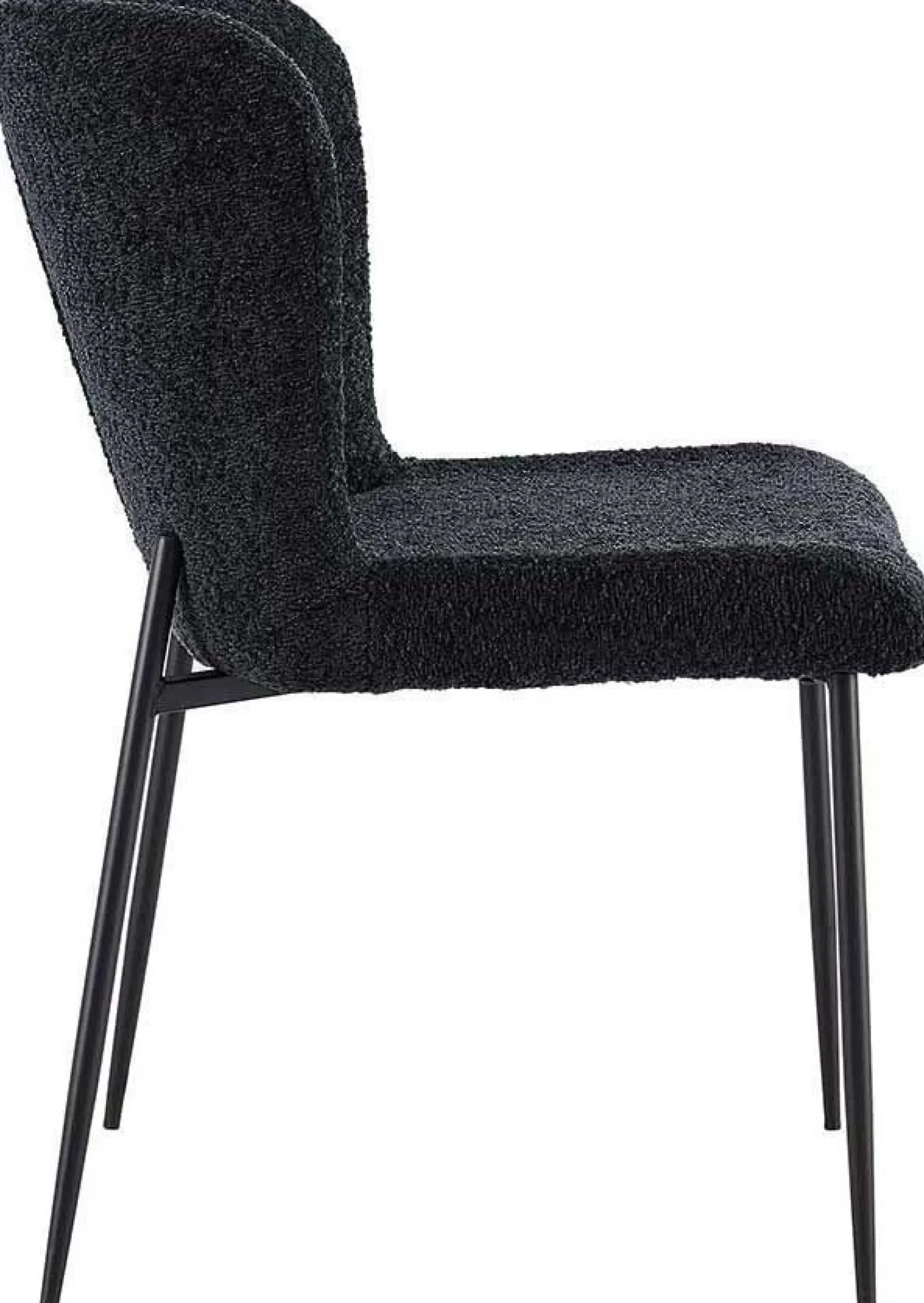 Rousseau Lisa Bouclé Dunkelgrauer Stuhl - Metallbeine, H 85 x B-L 50 x T-P 62 cm