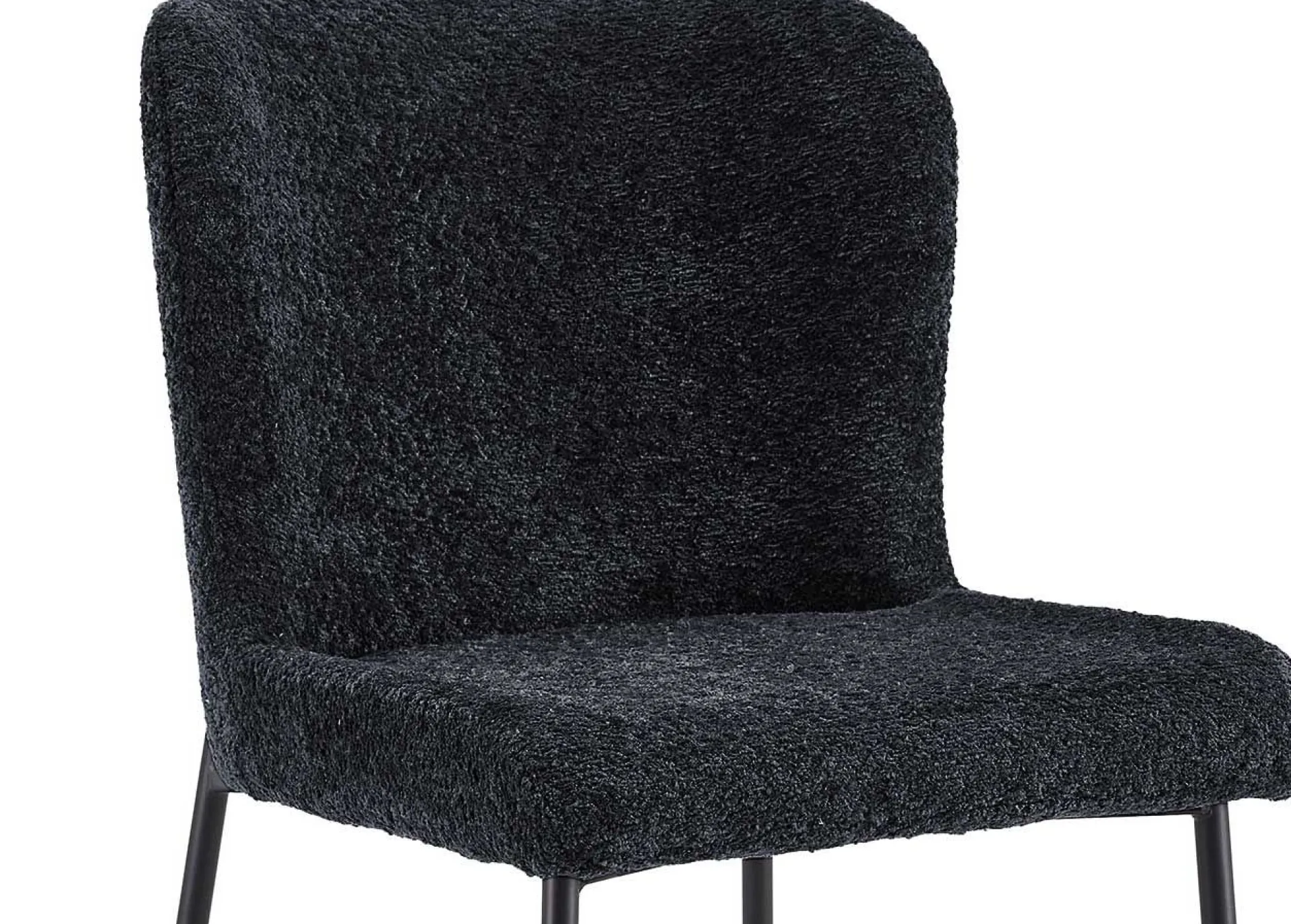 Rousseau Lisa Bouclé Dunkelgrauer Stuhl - Metallbeine, H 85 x B-L 50 x T-P 62 cm