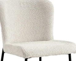 Rousseau Lisa Bouclé Ecru Stuhl - Metallbeine, H 85 x B-L 50 x T-P 62 cm