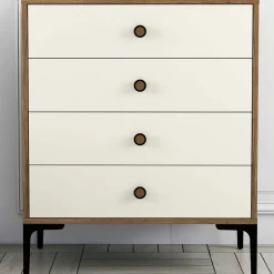 Lizbon D Kommode | 100 % MELAMIN | Walnuss, Creme