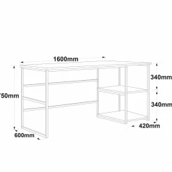 Emob Locelso Schreibtisch | 100% Melamin | 18mm Stärke | Metallgestell | Atlantische Kiefer
