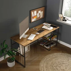 Emob Locelso Schreibtisch | 100% Melamin | 18mm Stärke | Metallgestell | Atlantische Kiefer