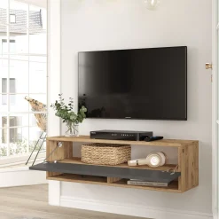 Locelso TV Stand | 100% Melamin | Anthrazit | Schwebend | 100x29cm