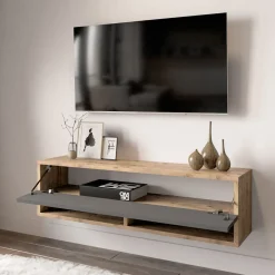 Locelso TV Stand | 100% Melamin | Anthrazit | Schwebend | 100x29cm