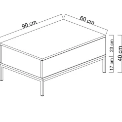 Emob Lord Couchtisch | 100 % MELAMIN | Schwarz, Silber
