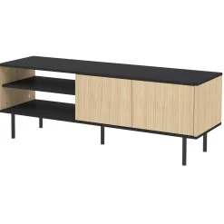 Loreen TV-Schrank 2 Flügeltüren und 2 offene Fächer - Eiche hell/schwarz