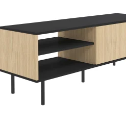 Loreen TV-Schrank 2 Flügeltüren und 2 offene Fächer - Eiche hell/schwarz