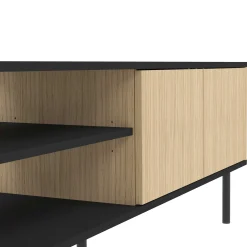 Loreen TV-Schrank 2 Flügeltüren und 2 offene Fächer - Eiche hell/schwarz