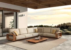 Gescova Lounge-Set Cabo Verde - Teakholz und Olefin - 260x80x65 cm - Ecru