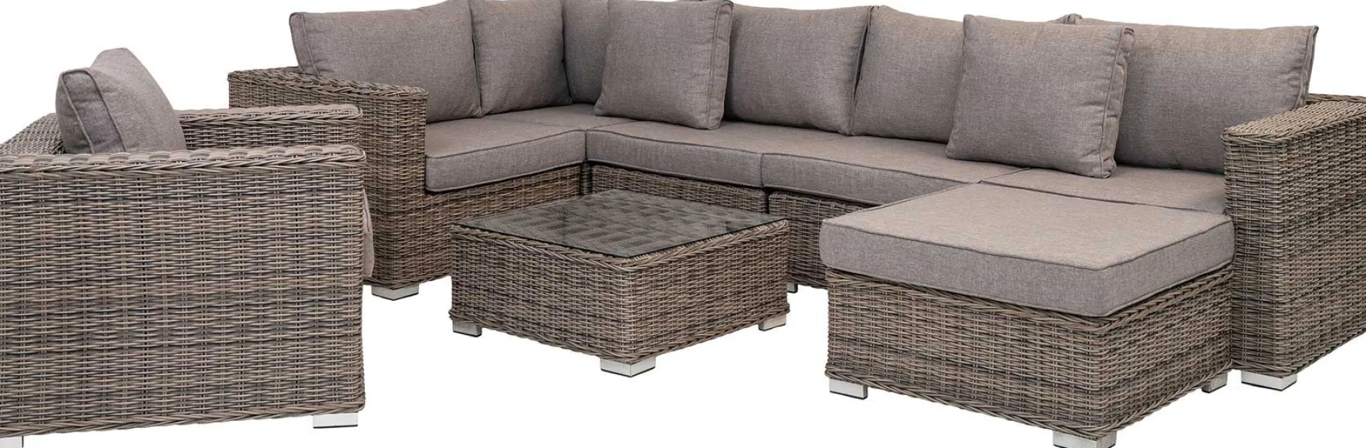 House Nordic Loungeset Calvi - 4 Stück - Geflecht