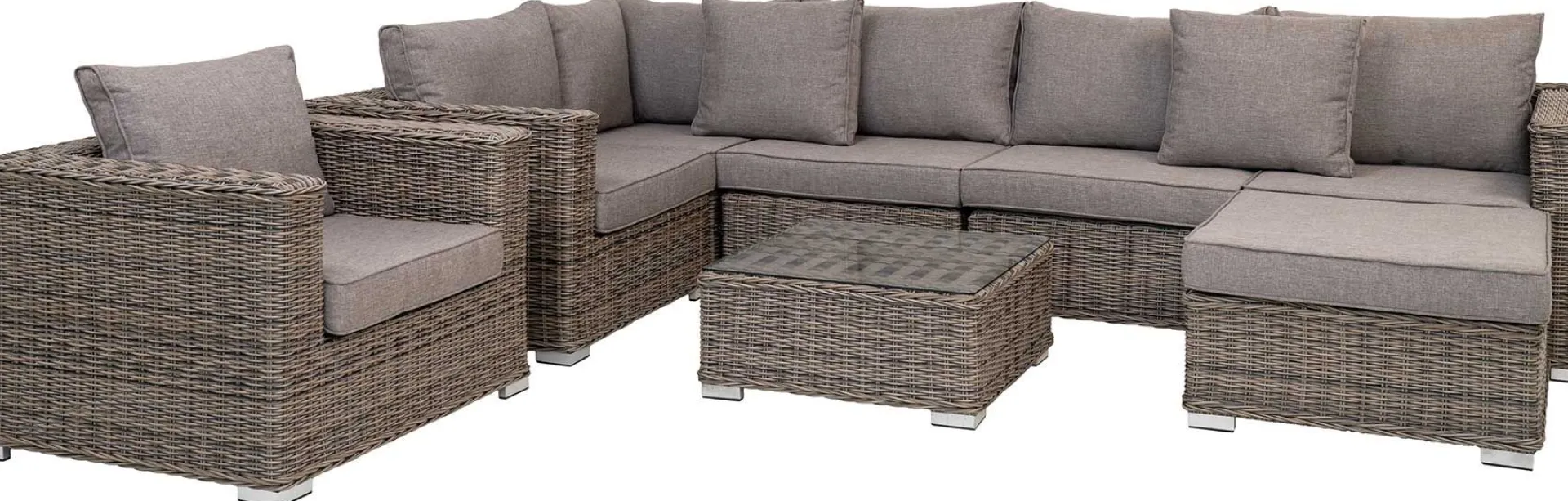 House Nordic Loungeset Calvi - 4 Stück - Geflecht