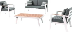 Gescova Lounge-Set Guadeloupe - Aluminium Weiß, Teakholz - 150x70x83 cm - Grau