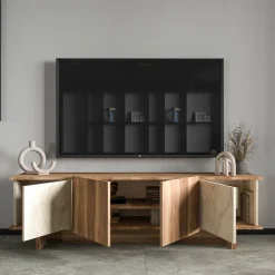 Lowboard Diana - 100% MELAMINE - Travertin - 180 x 50 x 33 cm
