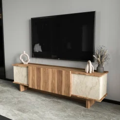 Lowboard Diana - 100% MELAMINE - Travertin - 180 x 50 x 33 cm