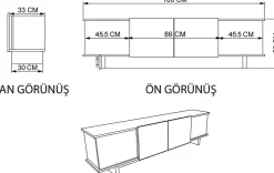 Lowboard Diana - 100% MELAMINE - Travertin - 180 x 50 x 33 cm