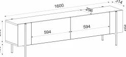 Lowboard Herman - 100% MELAMINE - Nussbaum - 160 x 45,6 x 31,4 cm