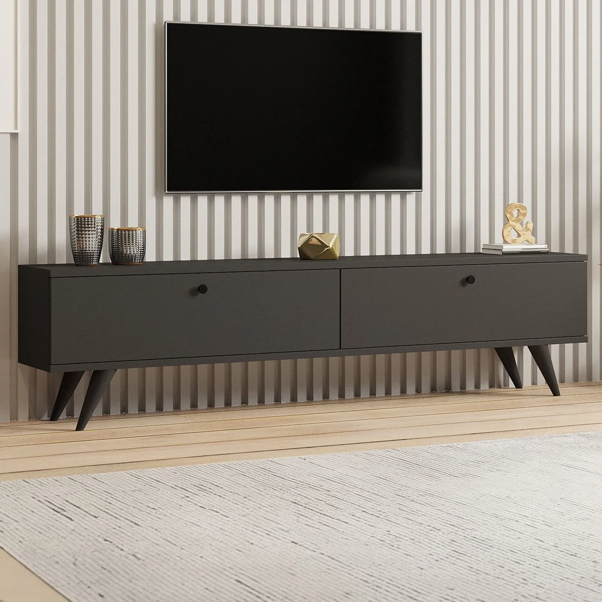 Emob Lowboard Paris - 100% MELAMINE - - 160 x 40 x 25 cm