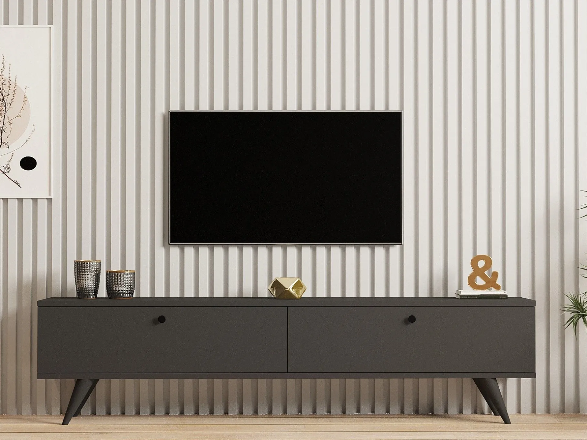 Emob Lowboard Paris - 100% MELAMINE - - 160 x 40 x 25 cm