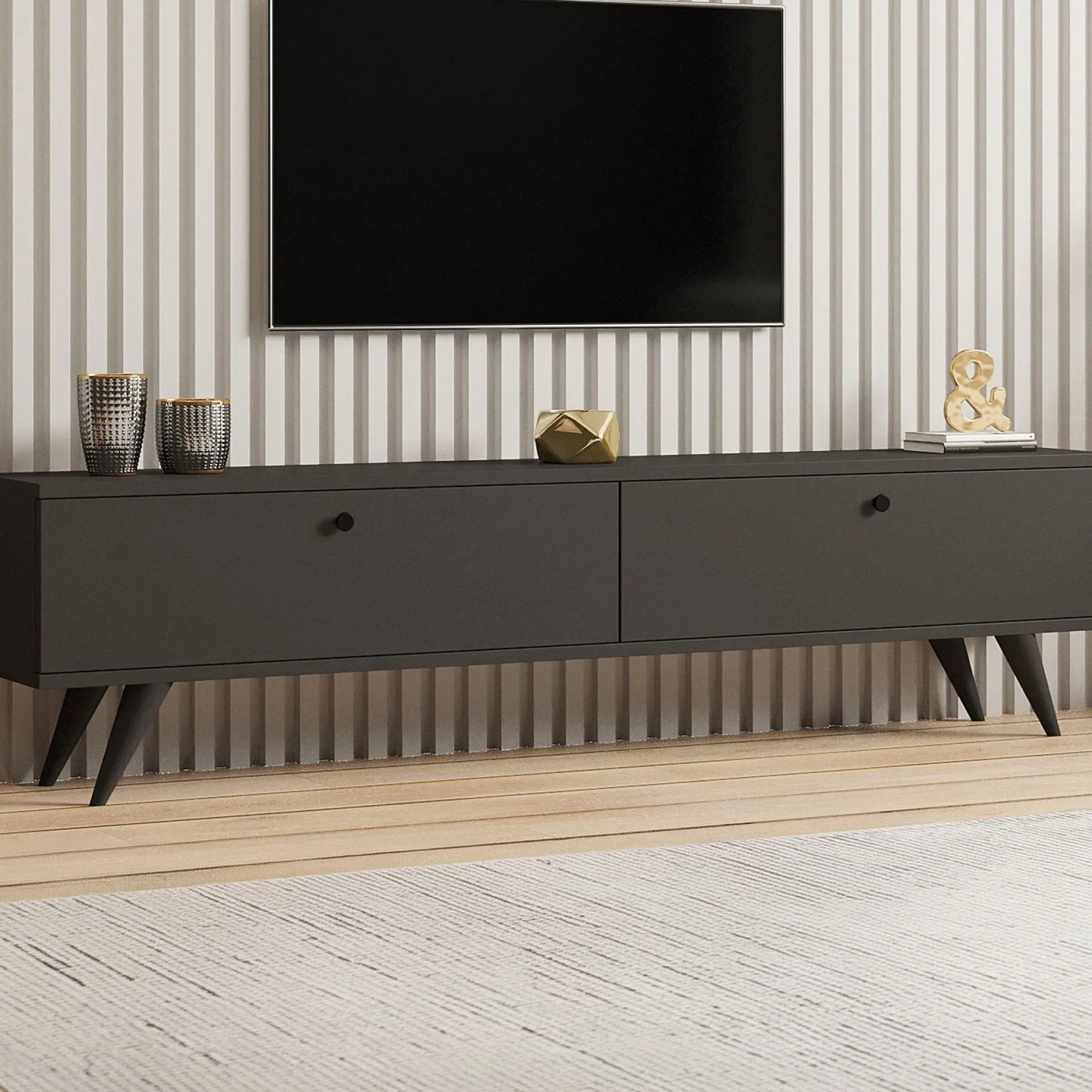 Emob Lowboard Paris - 100% MELAMINE - - 160 x 40 x 25 cm