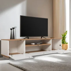 Lowboard Veramont - 100% MELAMINE - Weiß - 180 x 44,6 x 44,5 cm