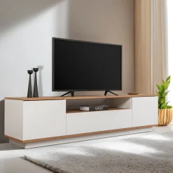 Lowboard Veramont - 100% MELAMINE - Weiß - 180 x 44,6 x 44,5 cm
