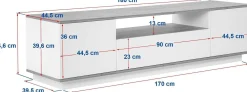 Lowboard Veramont - 100% MELAMINE - Weiß - 180 x 44,6 x 44,5 cm