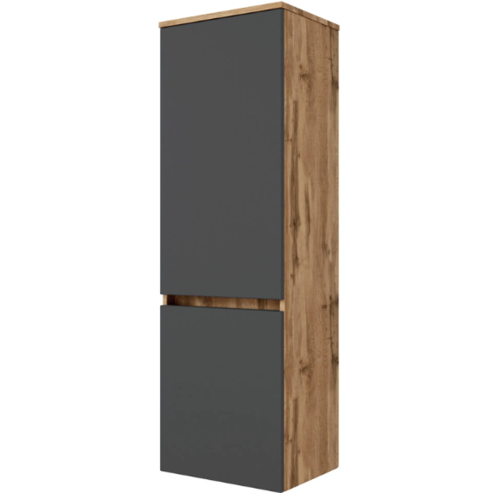 Held LunaBadezimmer : Spiegelschrank, Waschbeckenschrank, 2x Säulenschrank - Anthrazit/Eiche