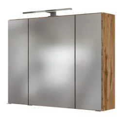 Held LunaBadezimmer : Spiegelschrank, Waschbeckenschrank, 2x Säulenschrank - Anthrazit/Eiche