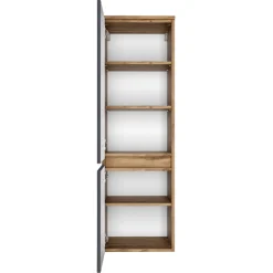 Held LunaBadezimmer : Spiegelschrank, Doppelwaschbecken, 2x Säulenschrank - Anthrazit/Eiche