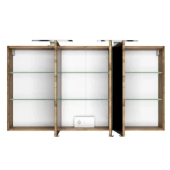 Held LunaBadezimmer : Spiegelschrank, Doppelwaschbecken, 2x Säulenschrank - Anthrazit/Eiche