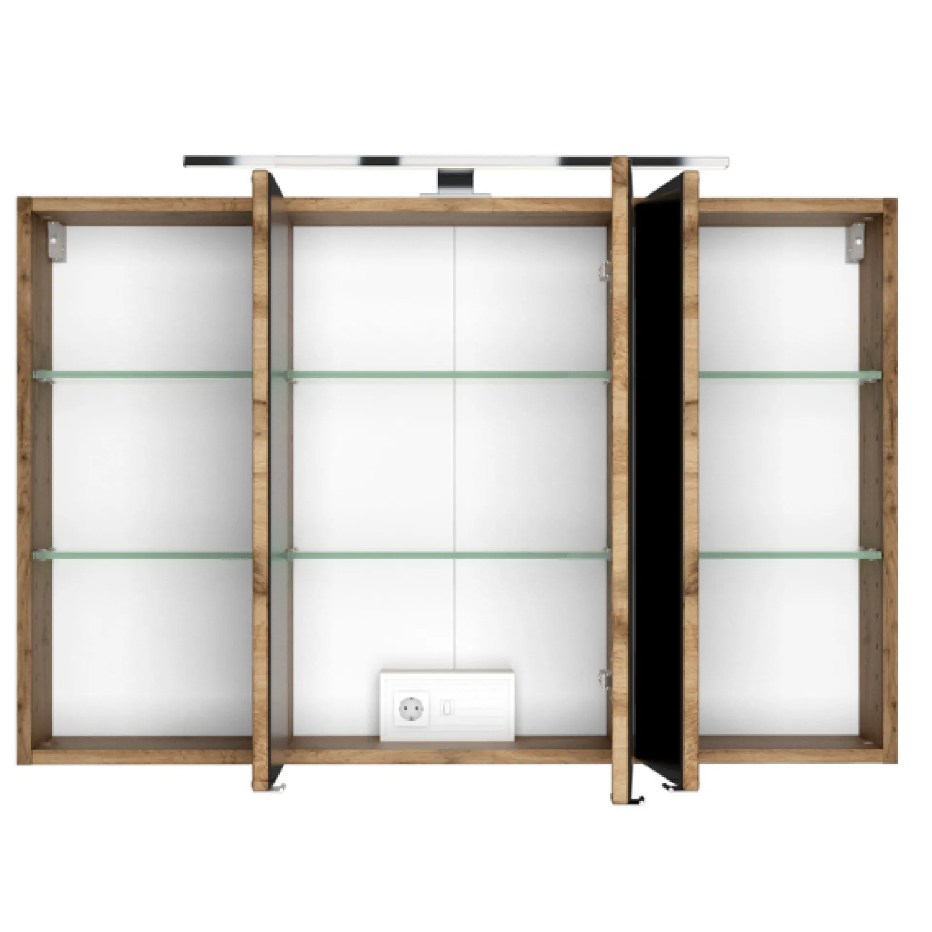 Held LunaBadezimmer : Spiegelschrank, Waschbeckenschrank, 2x Säulenschrank - Anthrazit/Eiche