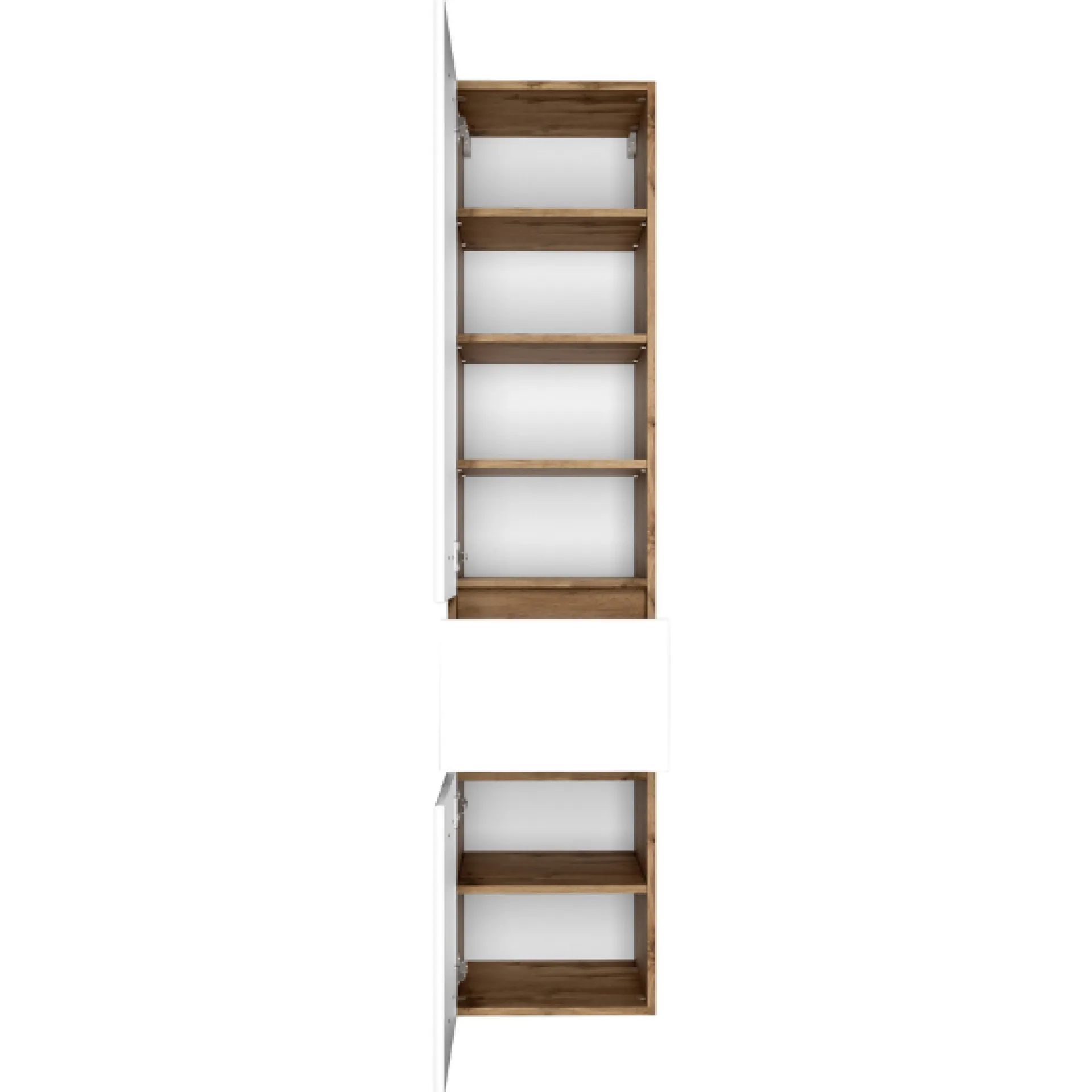 Held LunaBadezimmer : Spiegelschrank, Waschbeckenschrank, Säulenschrank - Weiß/Eiche Dekor