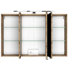 Held LunaBadezimmer : Spiegelschrank, Waschbeckenschrank, Säulenschrank - Weiß/Eiche Dekor