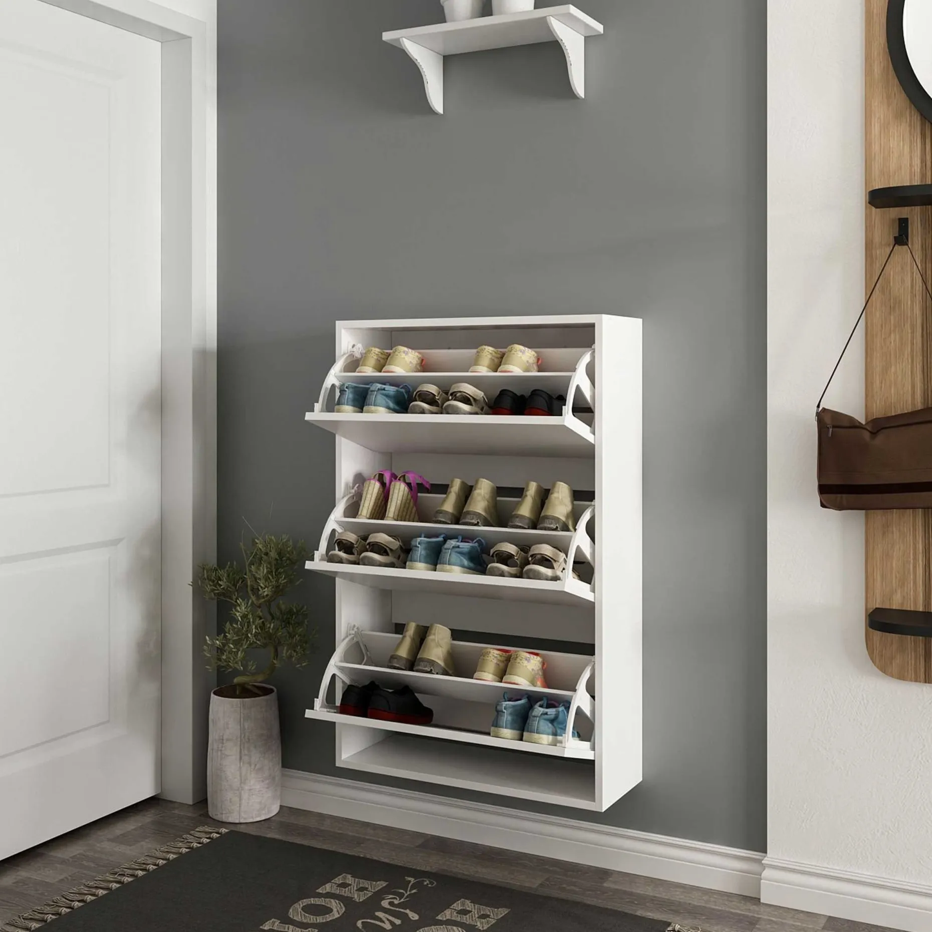 Lupa 3 Schuhschrank | 70x25x109cm | Hängemodell | Weiß