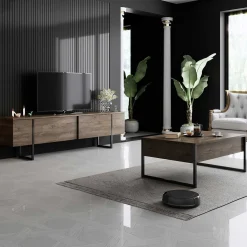 Emob Luxe C Couchtisch | 100 % MELAMIN | Walnuss, Schwarz