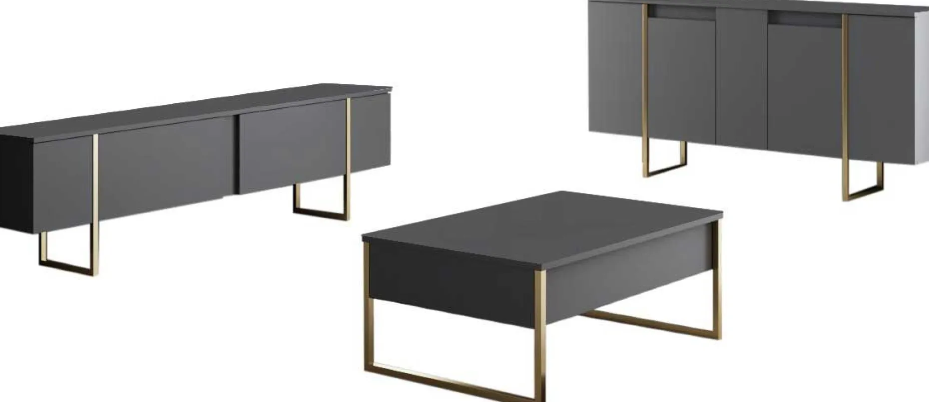 Luxe CO Konsole | 100 % MELAMIN | Anthrazit, Gold