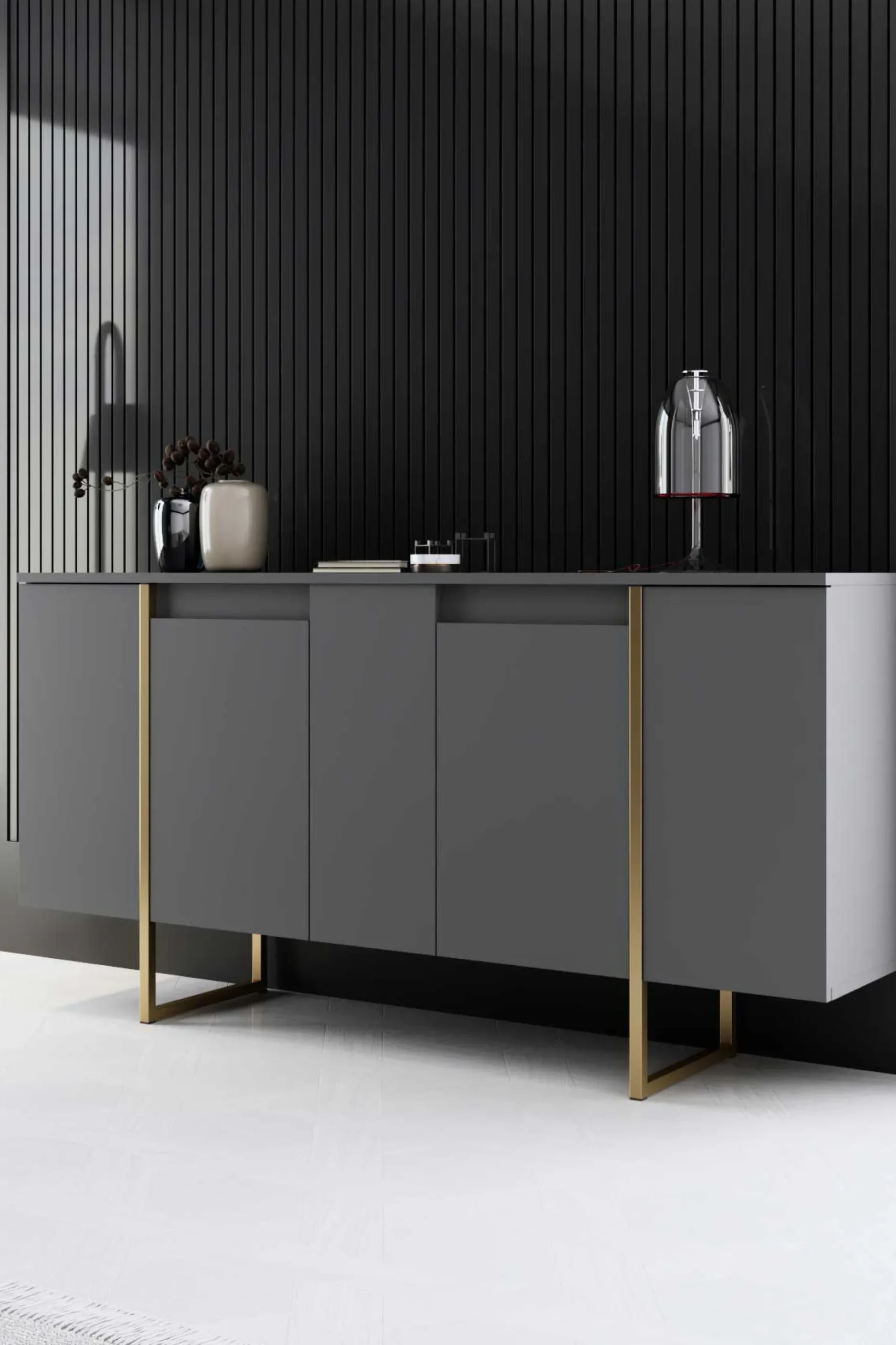 Luxe CO Konsole | 100 % MELAMIN | Anthrazit, Gold