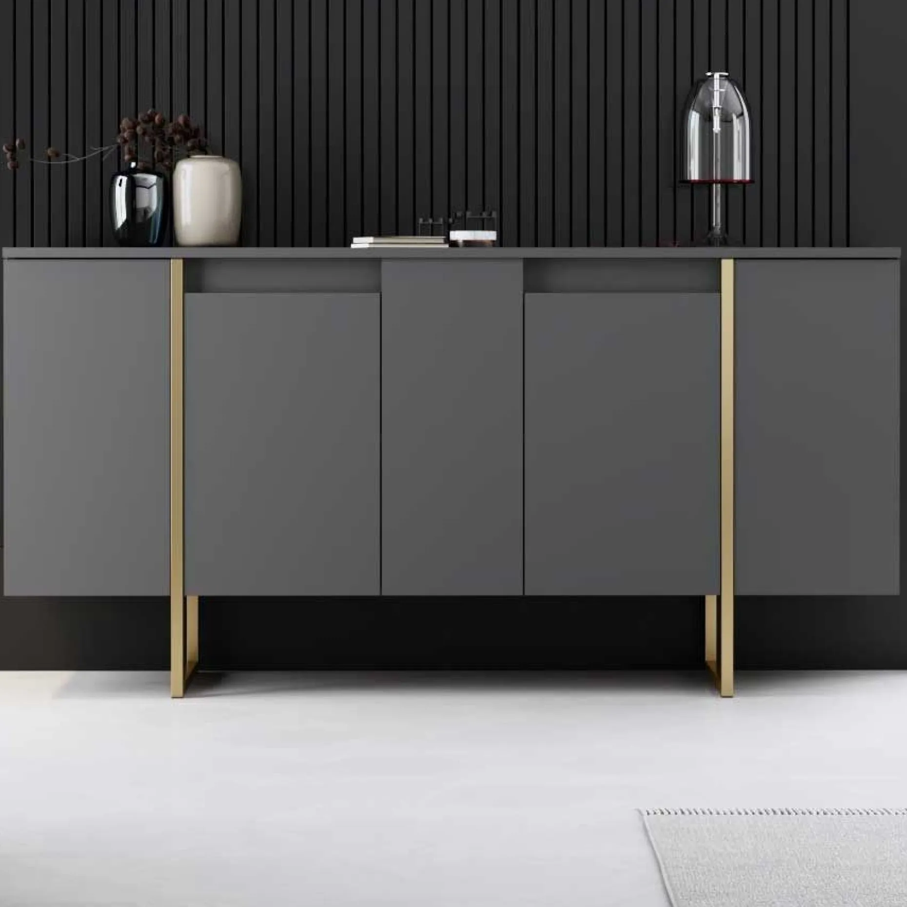 Luxe CO Konsole | 100 % MELAMIN | Anthrazit, Gold