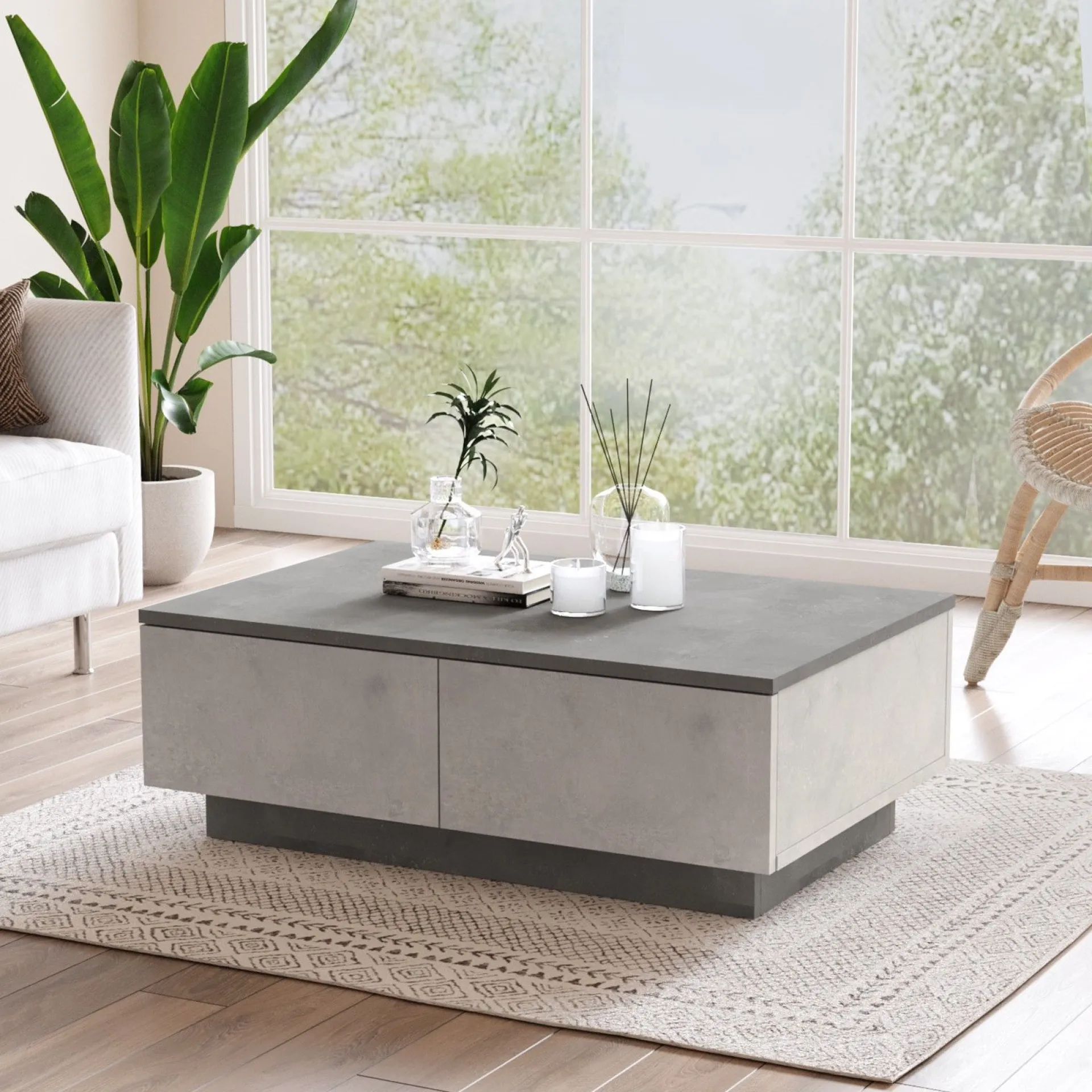 Emob LV17 Couchtisch | 100 % MELAMIN | Silber, Anthrazit